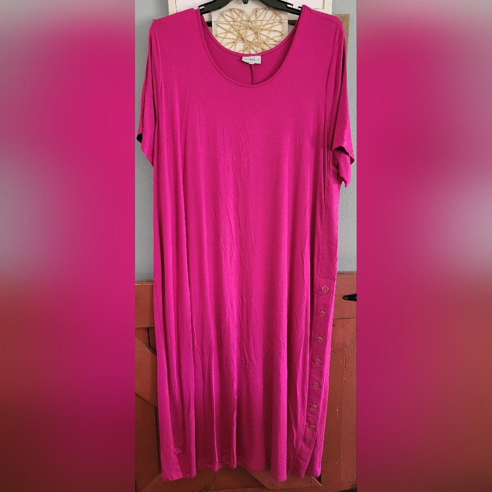 Catherines Fuchsia Button-Accent Dress (Size 24)